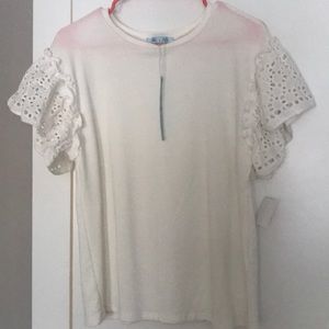 White summer top with lace ruffles